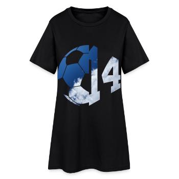 NR. 14 FUßBALLER NUMMER 14 FUßBALL 14. GEBURTSTAG - Frauen T-Shirt-Kleid - Schwarz - Vorne