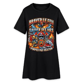 Pompier cadeau homme sapeur-pompier feu héros - Robe T-shirt Femme - noir - Devant