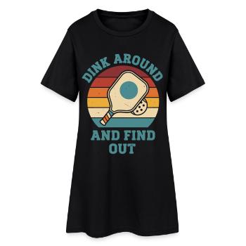 Pickleball-lustiger Spieler spielt herum und findet es heraus - Frauen T-Shirt-Kleid - Schwarz - Vorne