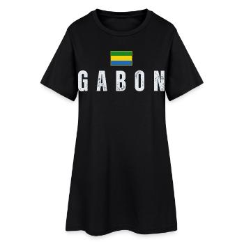 Gabunische Flagge, gabunischer Patriot - Frauen T-Shirt-Kleid - Schwarz - Vorne