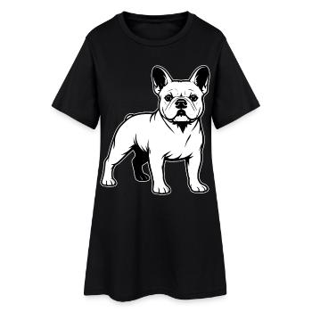 Französische Bulldogge stehende Portrait - Frauen T-Shirt-Kleid - Schwarz - Vorne