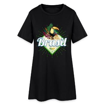 Brasilien Tukan Retro Samba Karneval Souvenir - Frauen T-Shirt-Kleid - Schwarz - Vorne
