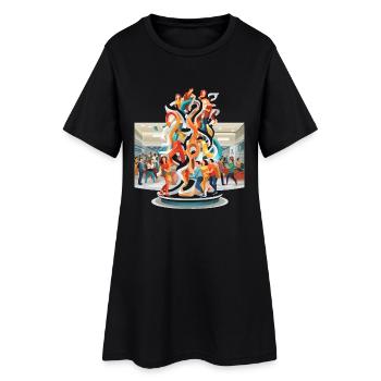 Tourbillons de couleur rencontre la sculpture - Robe T-shirt Femme - noir - Devant