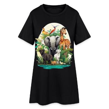 Rêve de la jungle faunique - Robe T-shirt Femme - noir - Devant
