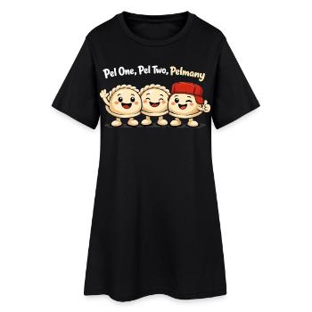 Pel un, pel deux, pelmany – Amis pelmeni - Robe T-shirt Femme - noir - Devant