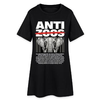 Anti Zoo Shirt Tierschutz Elefant Freiheit Shirt - Frauen T-Shirt-Kleid - Schwarz - Vorne
