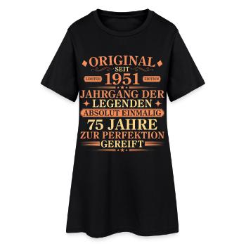 Original 1951 Jahrgang der Legenden 75 Jahre - Frauen T-Shirt-Kleid - Schwarz - Vorne