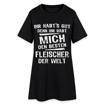 Fleischer - Frauen T-Shirt-Kleid - Schwarz - Vorne