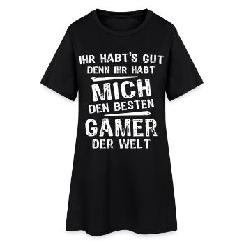 Gamer - Frauen T-Shirt-Kleid - Schwarz - Vorne