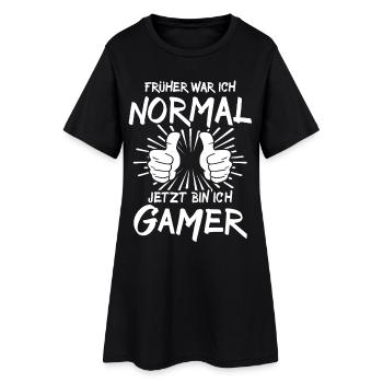 Gamer - Frauen T-Shirt-Kleid - Schwarz - Vorne