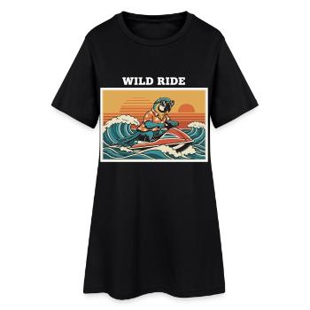 Perroquet Jet Ski Rétro "Wild Ride" - Robe T-shirt Femme - noir - Devant