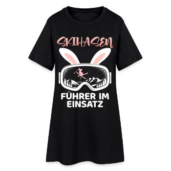 Skifahren SKIHASEN FÜHRER IM EINSATZ Lustiges - Frauen T-Shirt-Kleid - Schwarz - Vorne