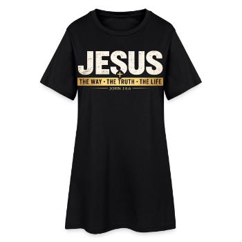 Verset biblique de Jésus, La voie de la vérité, la vie - Robe T-shirt Femme - noir - Devant