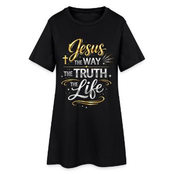 Jesus Bibelvers Der Weg Die Wahrheit Das Leben  - Frauen T-Shirt-Kleid - Schwarz - Vorne