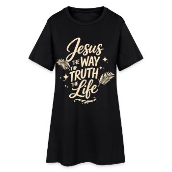 Jesus Bibelvers Der Weg Die Wahrheit Das Leben  - Frauen T-Shirt-Kleid - Schwarz - Vorne