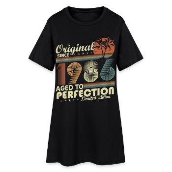 Cadeau d’anniversaire rétro vintage original de 1986 - Robe T-shirt Femme - noir - Devant