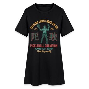 Pickleball Player Serving Looks Good On Me Love - Women’s T-Shirt Dress - black - Front