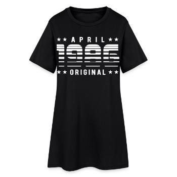 April 1986 Original Striped Vintage Geburtstag - Frauen T-Shirt-Kleid - Schwarz - Vorne