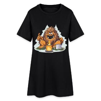 Kaffee Yeti mit Feuerlust - Frauen T-Shirt-Kleid - Schwarz - Vorne