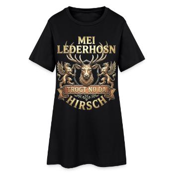 Trachtenshirt Herren Trachten T-Shirt Lederhose - Frauen T-Shirt-Kleid - Schwarz - Vorne
