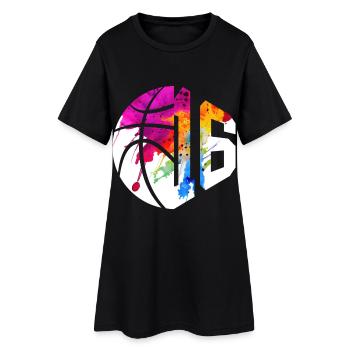 NON. 16 NUMÉRO 16 BASKET 16E ANNIVERSAIRE - Robe T-shirt Femme - noir - Devant