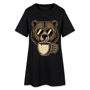 Ours à café à peine réveillé - Robe T-shirt Femme - noir - Devant