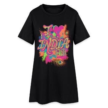 J’aime l’Inde Taj Mahal - Robe T-shirt Femme - noir - Devant