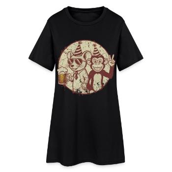Bière Singe Souris de Fête - Robe T-shirt Femme - noir - Devant