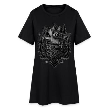 Stay Wild Wolf Outdoor - Frauen T-Shirt-Kleid - Schwarz - Vorne