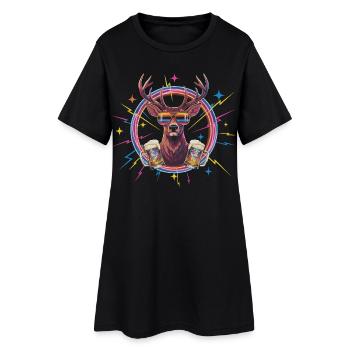 Bière disco Retro Deer - Robe T-shirt Femme - noir - Devant