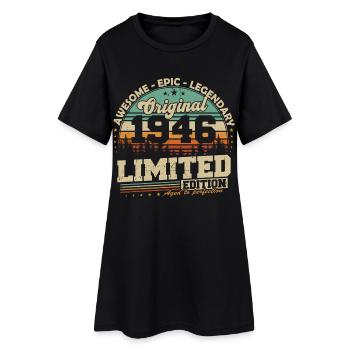 Cadeau d’anniversaire rétro vintage original de 1946 - Robe T-shirt Femme - noir - Devant