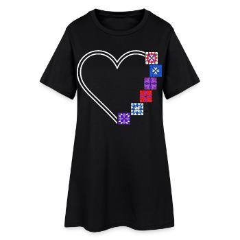 Quilting Passion | Cœurs et Blocs de Patchwork - Robe T-shirt Femme - noir - Devant