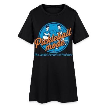 Pickleball-Modus Lustiger Spieler Paddle-Balls-Netz - Frauen T-Shirt-Kleid - Schwarz - Vorne