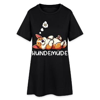 Hundemüde Corgi Corgis Welsh Corgi Corgibesitzer  - Frauen T-Shirt-Kleid - Schwarz - Vorne