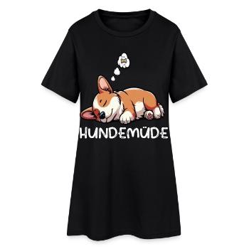 Hundemüde Corgi Corgis Welsh Corgi Corgibesitzer  - Frauen T-Shirt-Kleid - Schwarz - Vorne