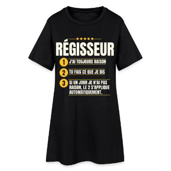 Humour Métier Régisseur - Robe T-shirt Femme - noir - Devant