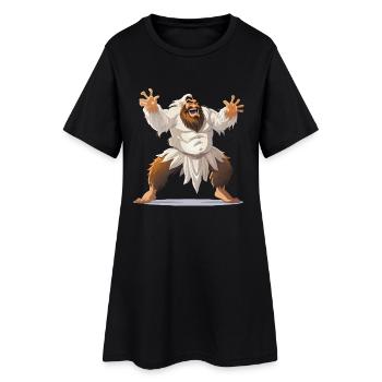 Yeti warrior in white loincloth - Women’s T-Shirt Dress - black - Front