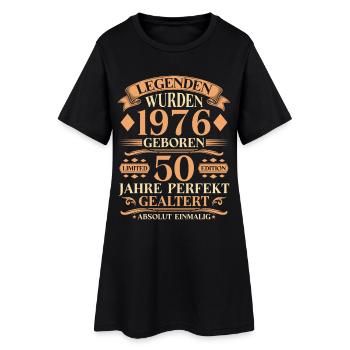 Jahrgang 1976 – 50 Jahre perfekt gealtert - Frauen T-Shirt-Kleid - Schwarz - Vorne