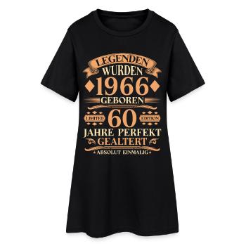 Jahrgang 1966 – 60 Jahre perfekt gealtert - Frauen T-Shirt-Kleid - Schwarz - Vorne