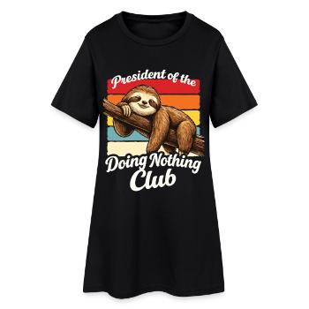 Président paresseux qui ne fait rien Chemise du club Drôle - Robe T-shirt Femme - noir - Devant