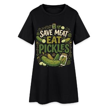 Un concombre drôle qui dit : Sauve la viande, mange des cornichons - Robe T-shirt Femme - noir - Devant