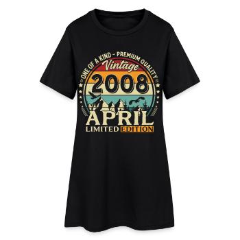 Cadeau de 18e anniversaire Mari Original avril 2008 - Robe T-shirt Femme - noir - Devant