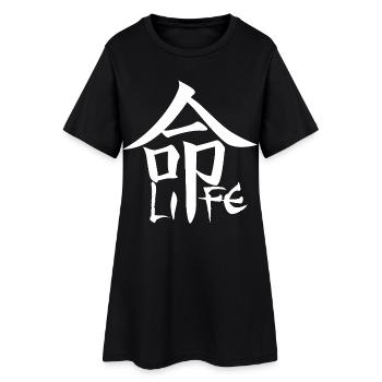 Kanji japonais blanc pour le mot vie - Robe T-shirt Femme - noir - Devant
