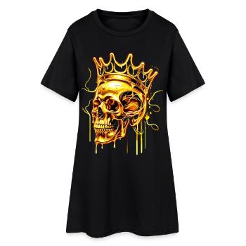 Golden Melting Skull Crown - Frauen T-Shirt-Kleid - Schwarz - Vorne