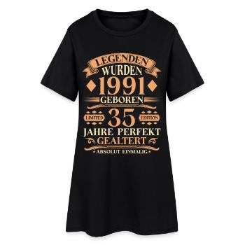 Jahrgang 1991 – 35 Jahre perfekt gealtert - Frauen T-Shirt-Kleid - Schwarz - Vorne