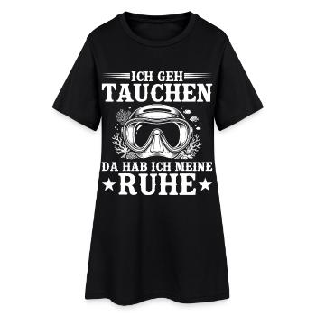 Ich geh Tauchen – Da hab ich meine Ruhe - Frauen T-Shirt-Kleid - Schwarz - Vorne