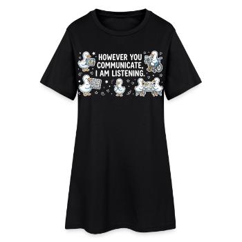 Peu importe votre voix, je reste à l'écoute - Robe T-shirt Femme - noir - Devant
