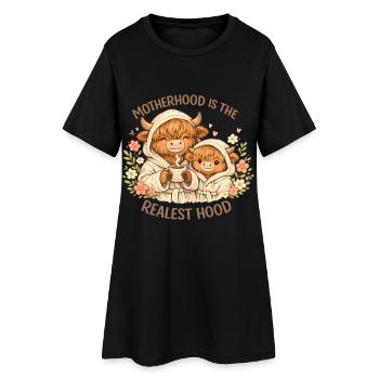 Funny Mom Cow Shirt, Cozy Floral Mothers Day Gift  - Women’s T-Shirt Dress - black - Front