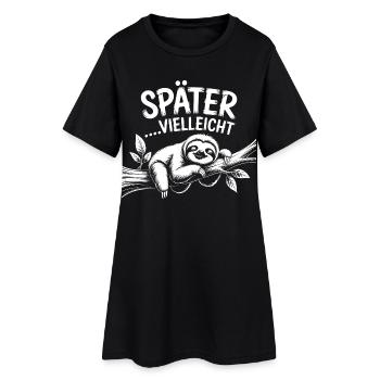 Lustiges Faultier - später vielleicht - Frauen T-Shirt-Kleid - Schwarz - Vorne