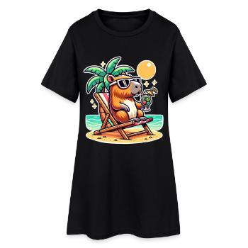 Vacances de Capybara - Robe T-shirt Femme - noir - Devant